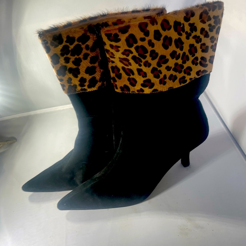 Black Suede Point Toe Boot